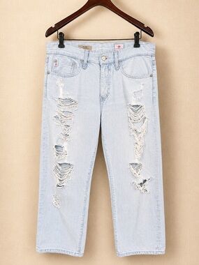 Adriano Goldschmied Drew Distressed Boyfriend Straight Leg Jeans